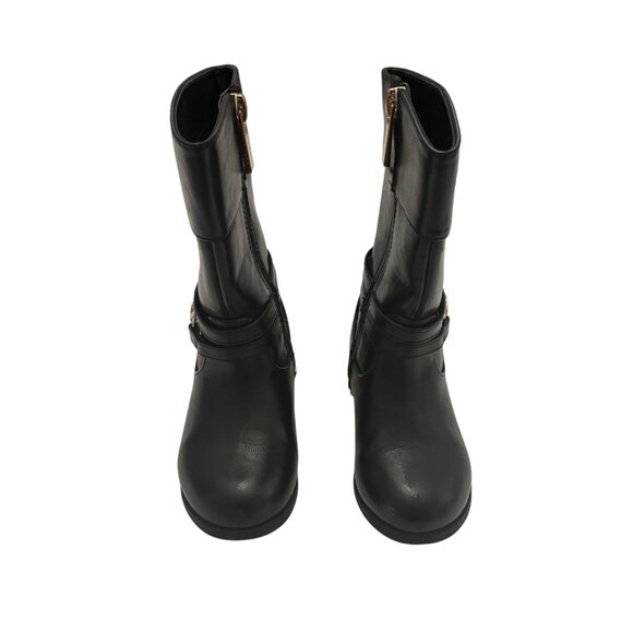 Michael Kors Girls Black Leather Logo Buckle Mid-Calf Boots Size 7 - Picture 10 of 13